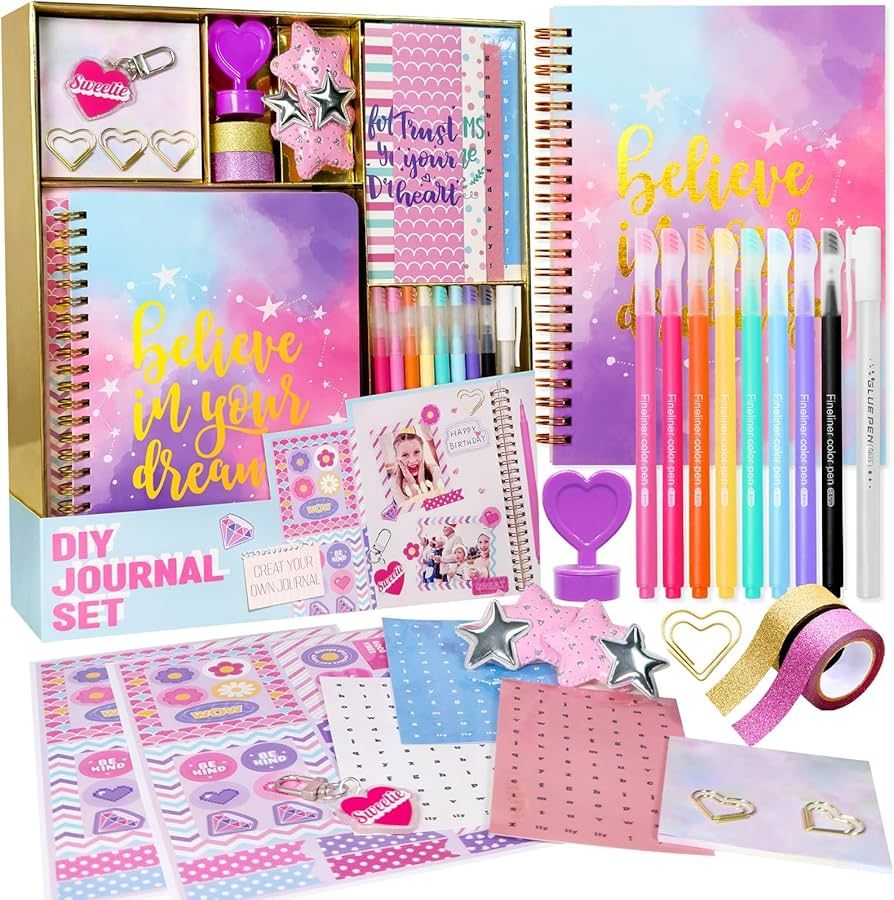 DIY Journal Kit for Girls - 48pcs DIY Journal Set for Tween & Teen Girls, Stationery Set, Scrapbo... | Amazon (US)