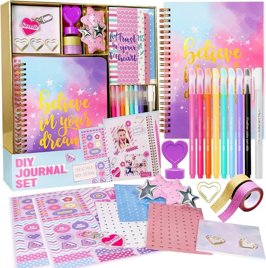 DIY Journal Kit for Girls - 48pcs DIY Journal Set for Tween & Teen Girls, Stationery Set, Scrapbo... | Amazon (US)