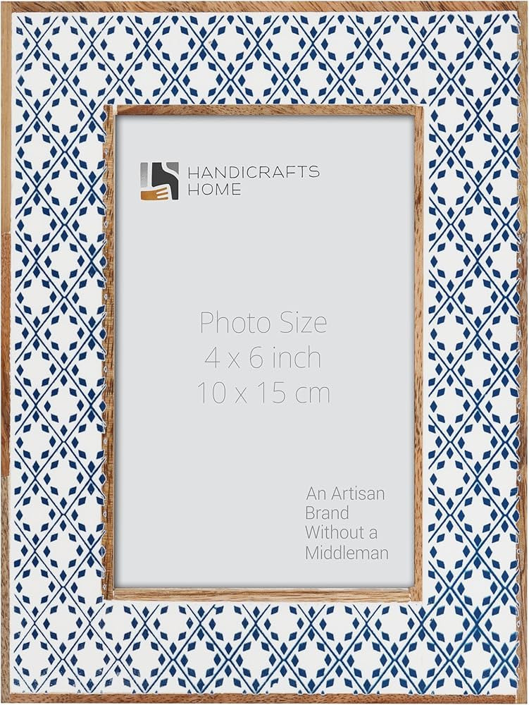 Handicrafts Home Blue Picture Frame– Handmade Resin & Wood 4x6 Photo Frame for Christmas Decor,... | Amazon (US)