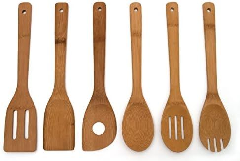 Lipper International 826 Bamboo Wood Kitchen Tools in Mesh Bag, 6-Piece Set | Amazon (US)