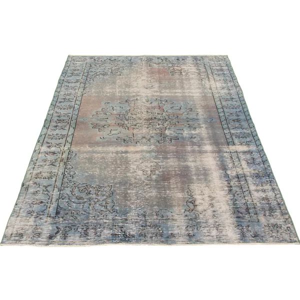 One-of-a-Kind Overdyed Hand-Knotted 1980s Light Denim Blue 6'4" x 9'8" Wool Area Rug | Wayfair North America