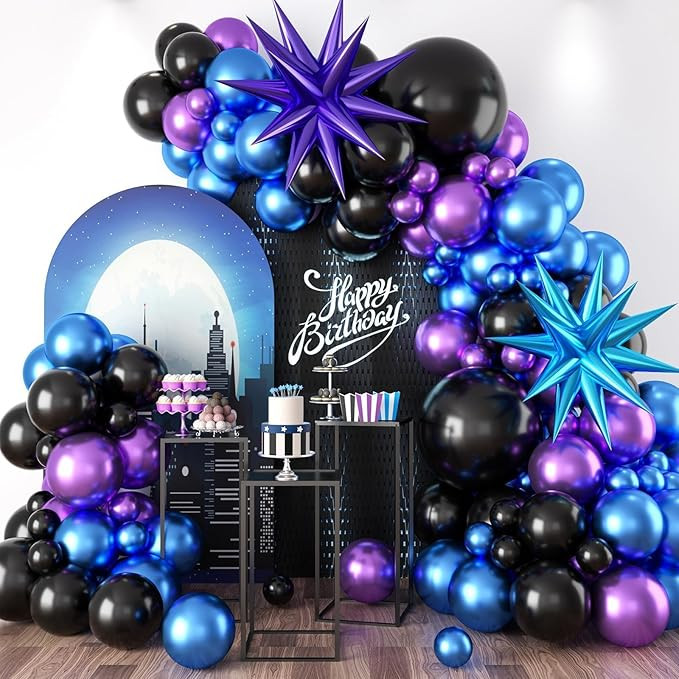 Black Purple Blue Balloon Arch Kit, Metallic Purple Blue Balloons Garland Kit with Star Balloons ... | Amazon (US)