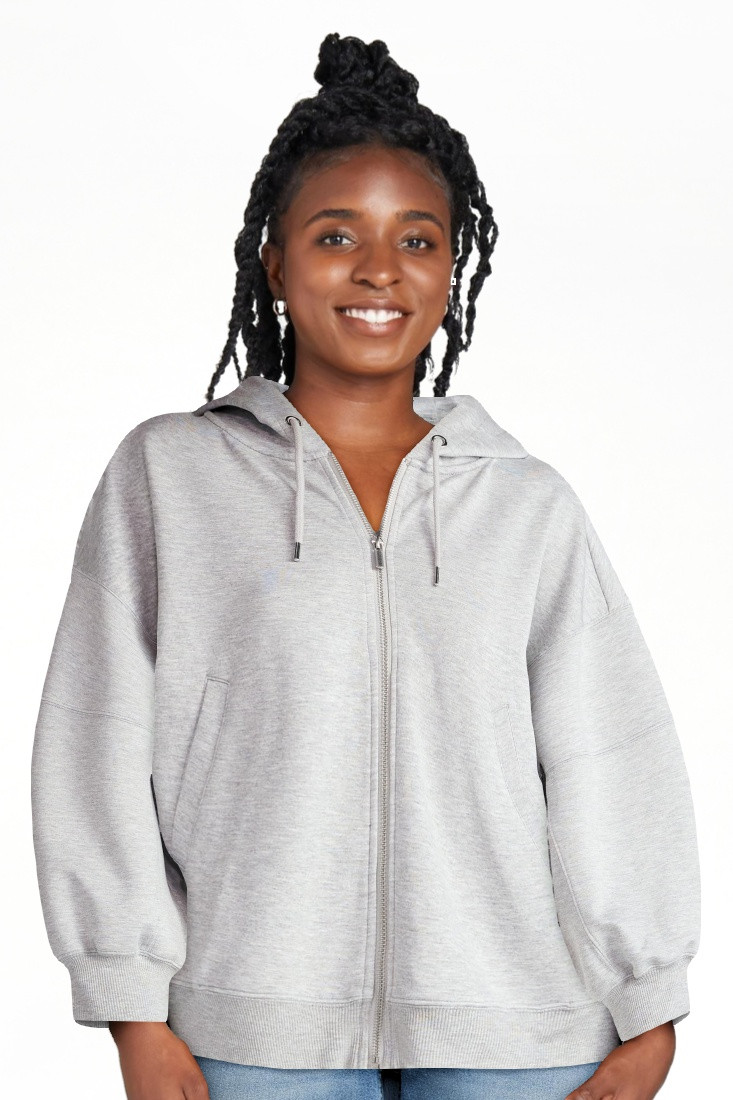 Scoop Women's and Women's Plus New Scubaknit Barrel Zip Hoodie, Sizes XS-4X | Walmart (US)
