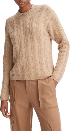 Cable Wool & Cashmere Blend Crewneck Sweater | Nordstrom