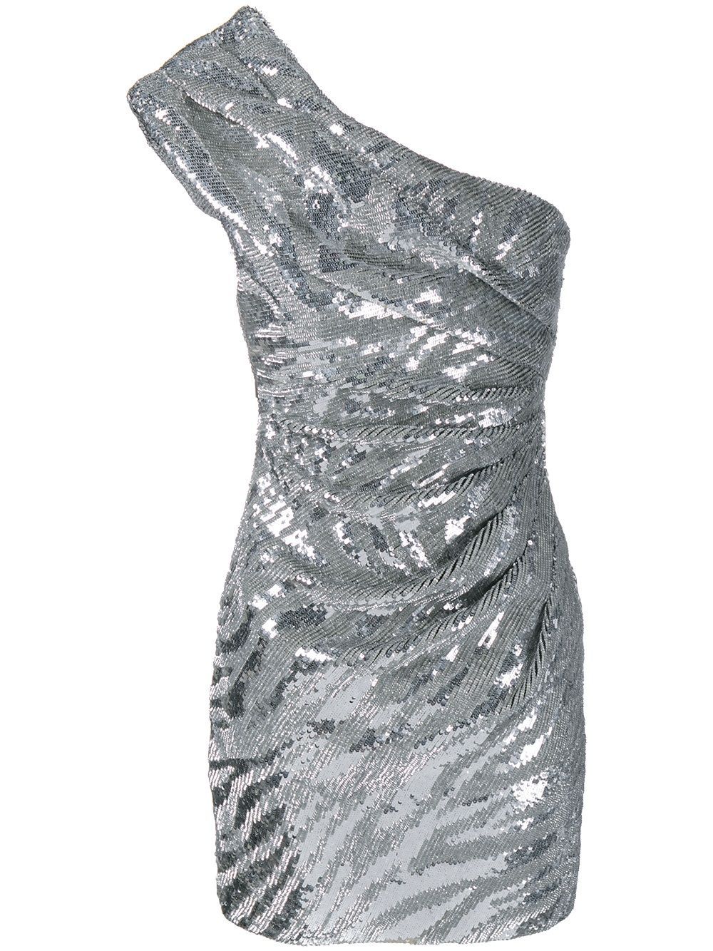 Saint Laurent sequin embellished one-shoulder dress - Metallic | FarFetch US