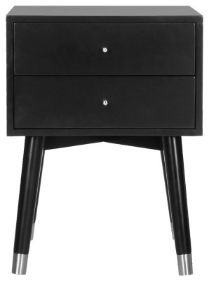 Lyla Mid Century Silver Cap Night Stand, Black | Ashley Homestore