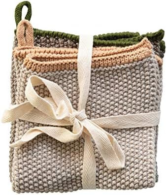 Creative Co-Op Square Cotton Knit (Set of 2) Dish Cloth, Multi | Amazon (US)