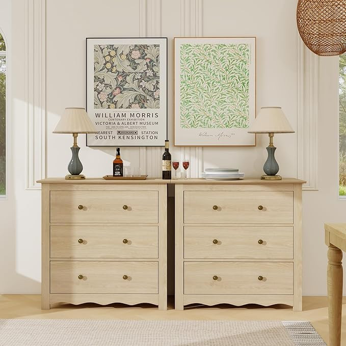 Oversized Dresser for Bedroom with 6 Drawers, Mid Century Modern Wooden Dressers Chest of Drawers... | Amazon (US)