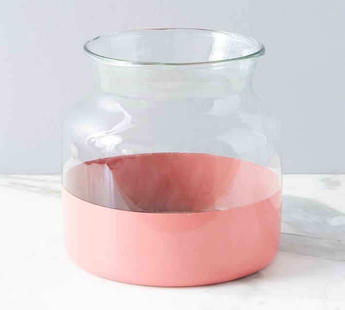 Color Block Glass Mason Jar Vase, Pink - 8" x 8.5" | Pottery Barn (US)