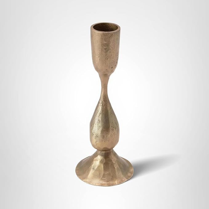 Creative Co-Op Round Hand-Forged Metal Taper Holder, Antique Brass Finish | Amazon (US)