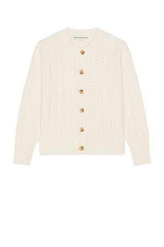 After Pray Ernest Cable Knit Cardigan in Cream | FWRD 