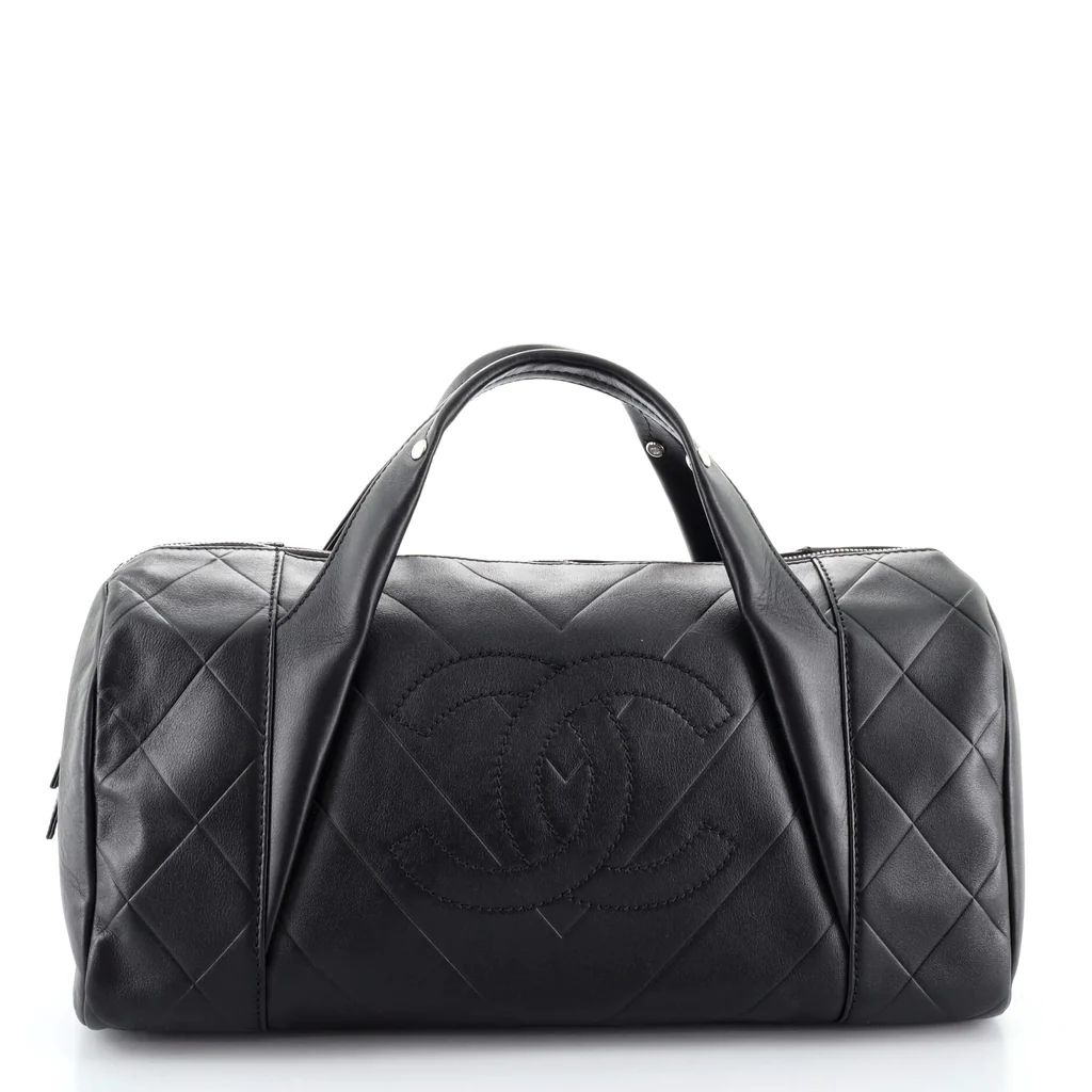 Chanel All Day Long Bowler Bag Chevron Leather Medium Black 86024195 | Rebag