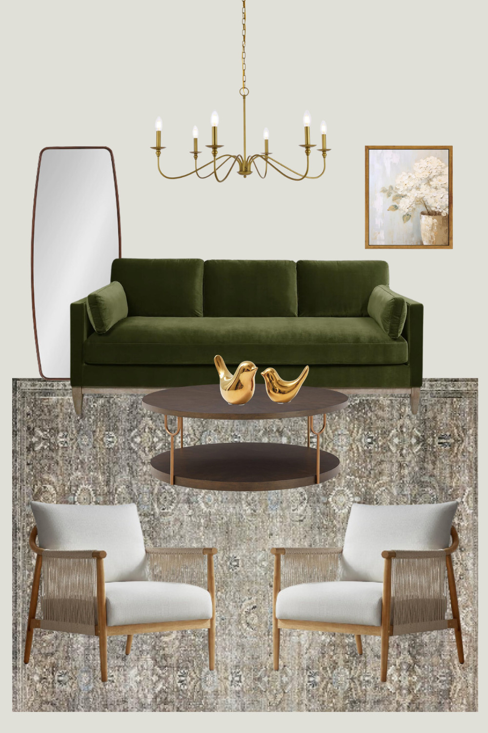 Vintage Modern Living Room, Living Room Design, Living Room Mood Board 

 #LTKHome #LTKStyleTip