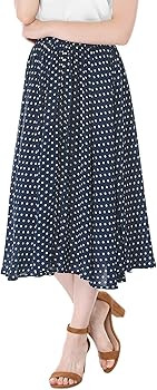 Allegra K Women's Valentine's Day Date Dinner Flowy A-Line Elastic Waist Flare Swing Midi Skirt | Amazon (US)