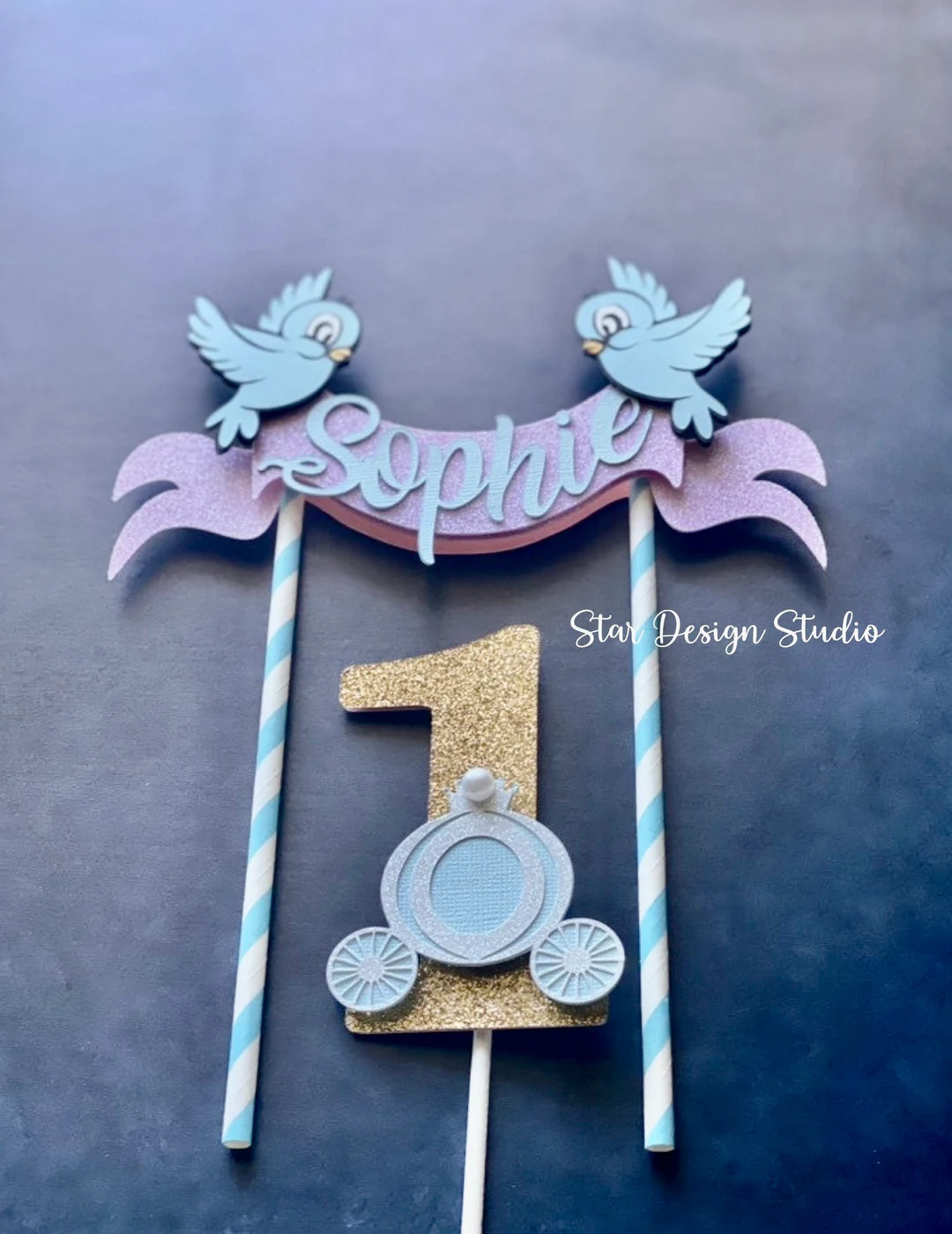 Princess Cake topper, Inspired by Princesses - Gold, Pastel Pink, Aqua  Cake, Bunting Topper | Etsy (US)