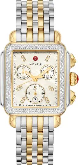 Deco Diamond Chronograph Bracelet Watch, 33mm | Nordstrom