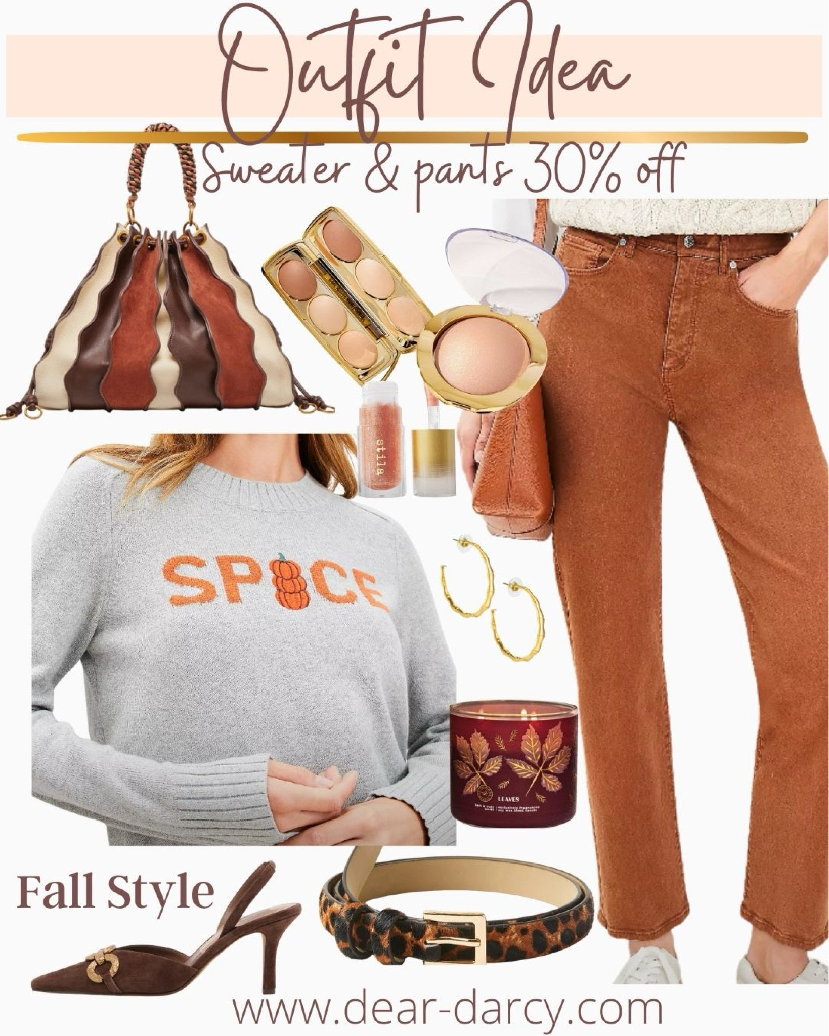 Loft sale fall out fit 
30% off sweater and pants 
Loft and fits true

Bag and shoes dolce vita

Leaves fall 3 wick candle (my all time favorite) 

Leopard belt 
Gold Bambo hoops

Heat Fenty lip 

Tarte Glowing eyeshadow and bronzer 


#LTKFindsUnder50 #LTKStyleTip #LTKSaleAlert