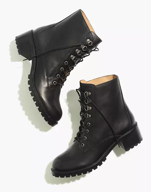 The Julien Lace-Up Lugsole Boot in Leather | Madewell