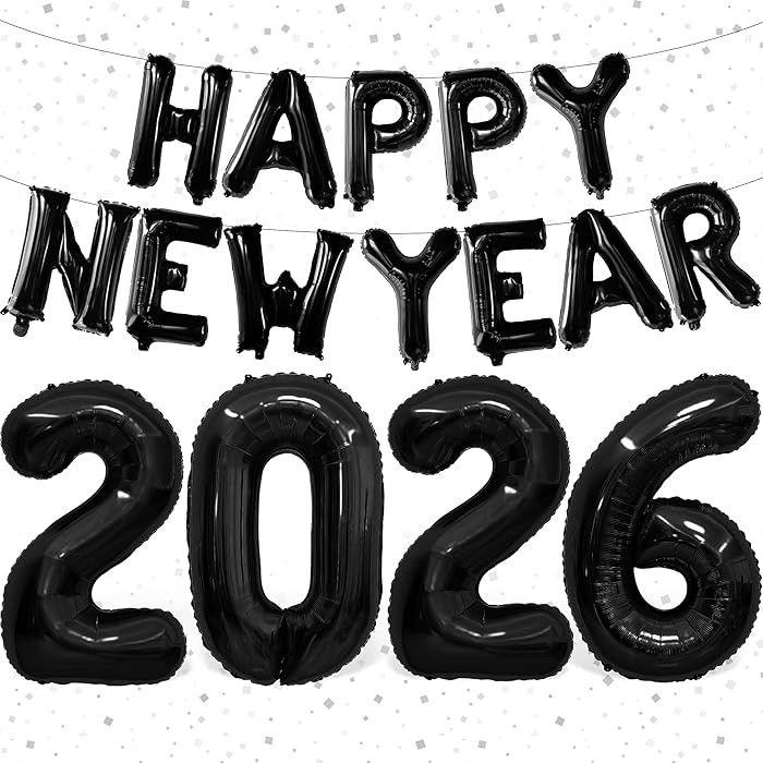 2026 New Years Eve Party Supplies - Jumbo Black 40 Inch 2026 Balloons 16 Inch Happy New Year Foil... | Amazon (US)