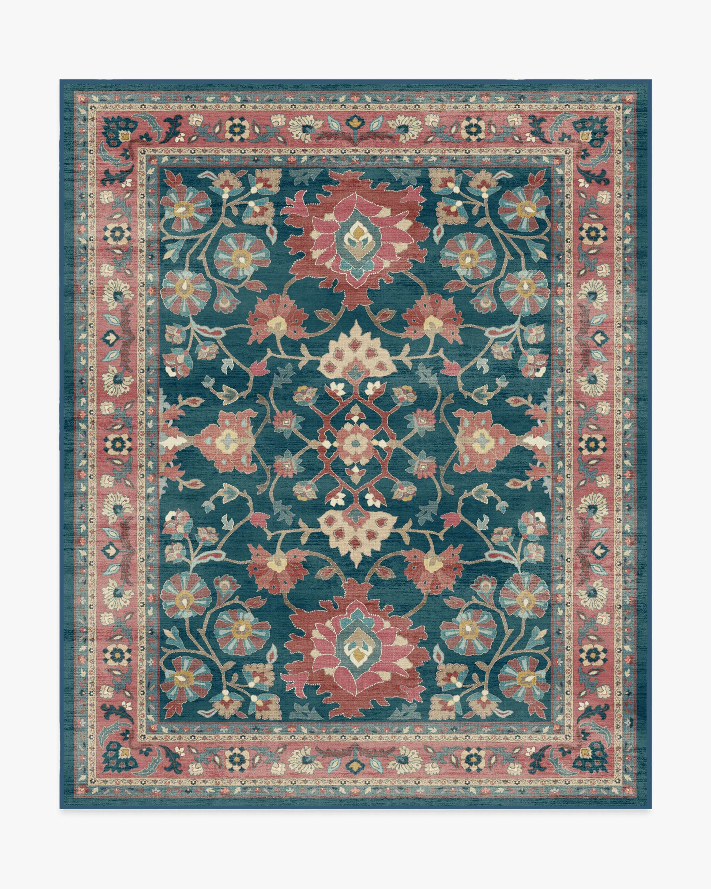 Calabria Navy & Cayenne Rug | Ruggable US | Ruggable