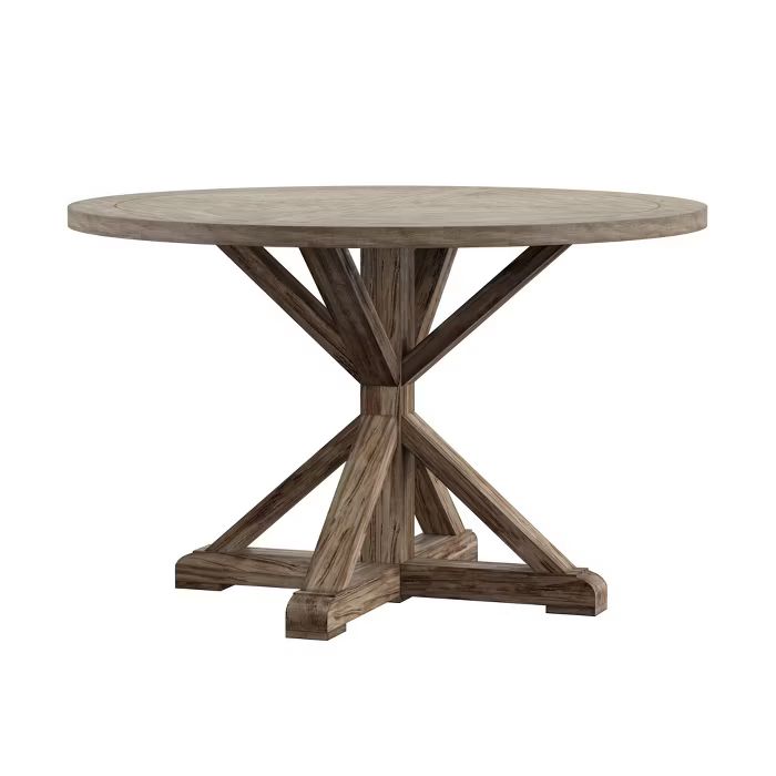 Sierra Round Farmhouse Pedestal Base Wood Dining Table - Inspire Q | Target