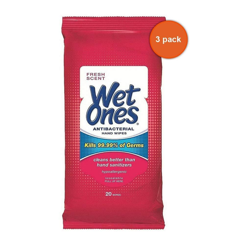 20CT Wet Ones Wipes - Pack of 3 | Amazon (US)