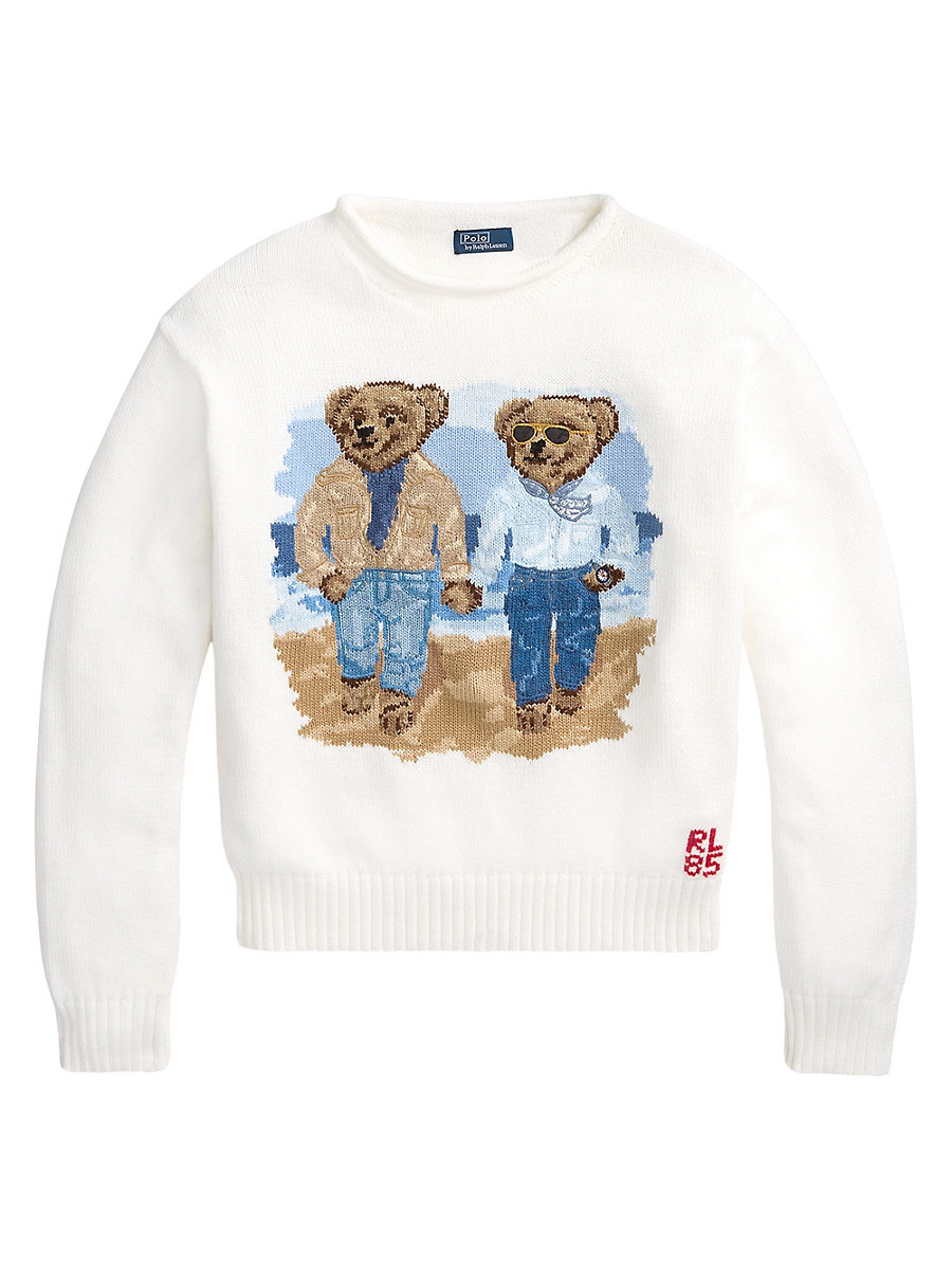 Women's The Ralph & Ricky Bear Cotton Sweater - White - Size Medium | Saks Fifth Avenue