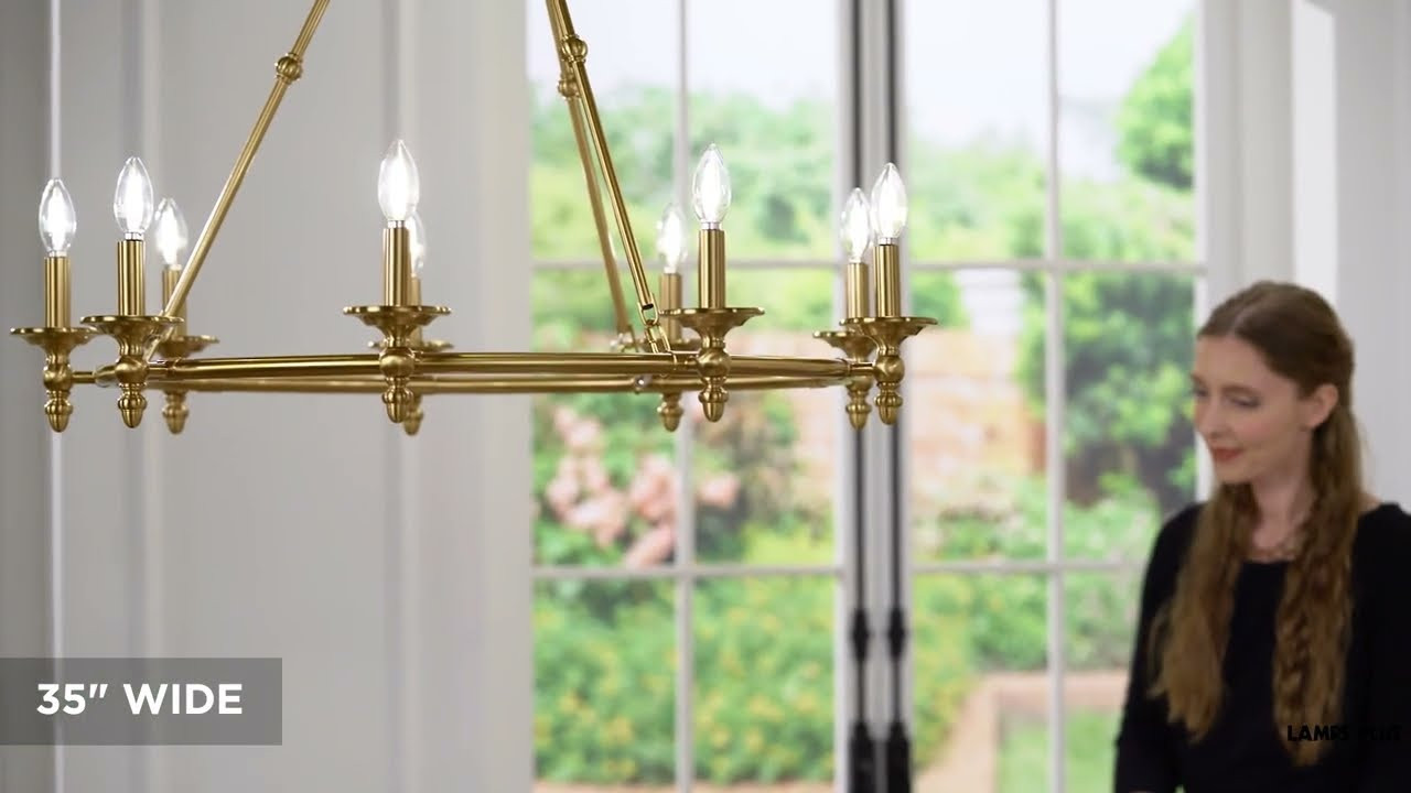 Stiffel Hartley 35" Wide Warm Antique Gold 9-Light Ring Chandelier | Lamps Plus