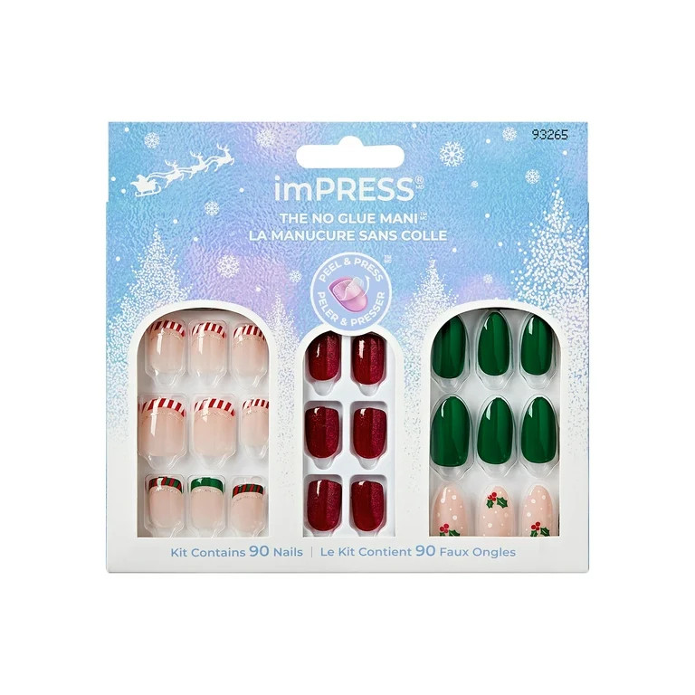 KISS imPRESS Press on Nails, Holiday Gift Set Holiday, Gift Set 04, Multicolor, Medium Almond, 90... | Walmart (US)