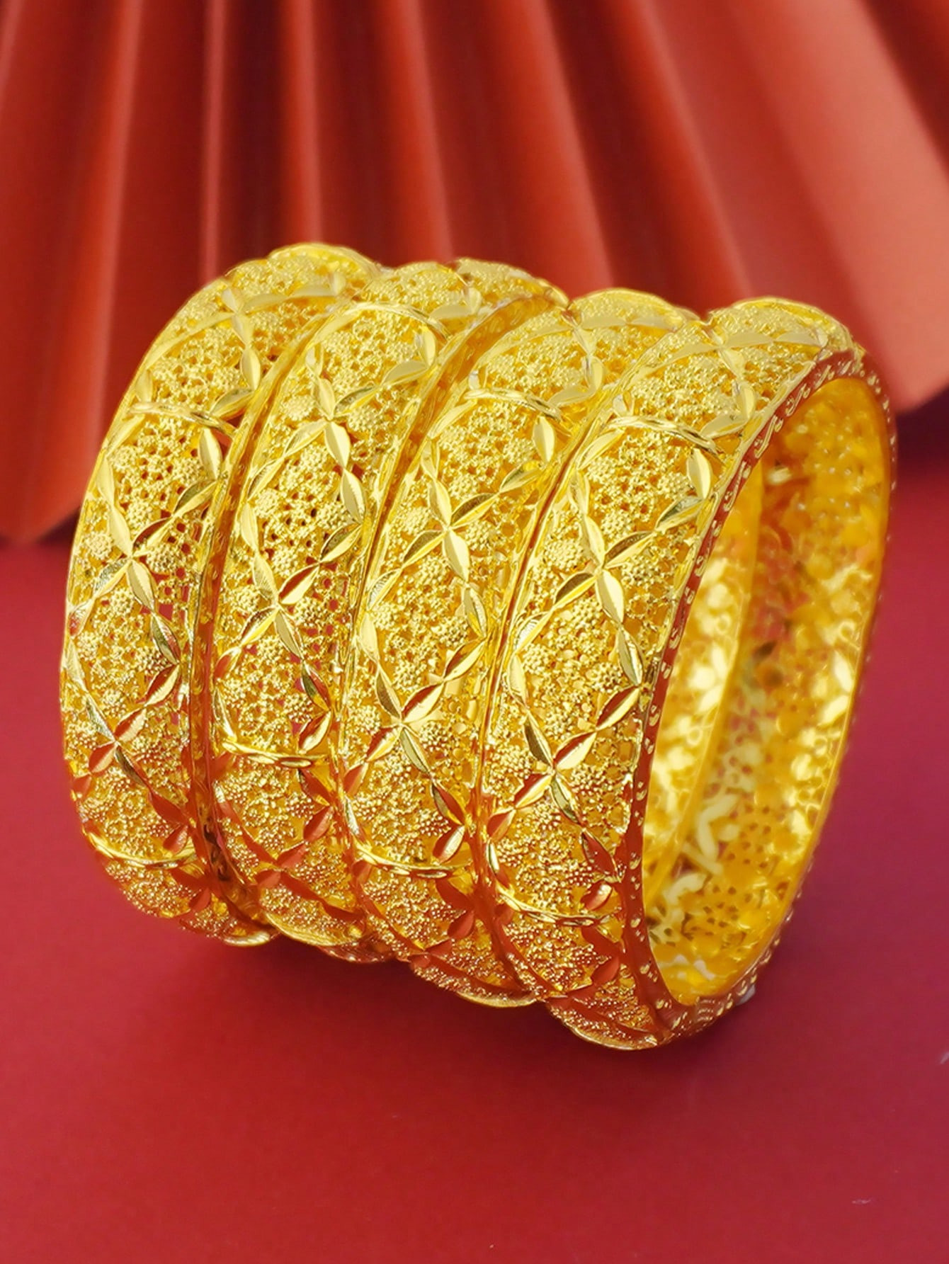 Golden Plated Wheat Shaped Open Bangle, Luxury Bridal Hand Decoration Jewelry | SHEIN | SHEIN