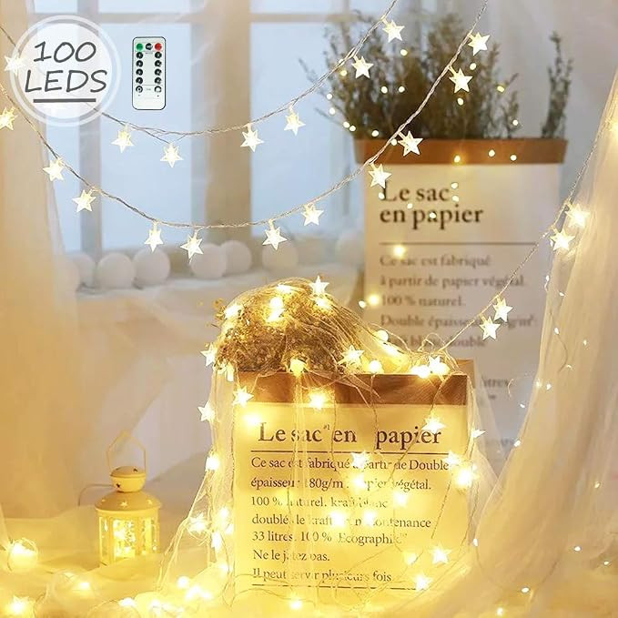 Star String Lights Battery Powered or USB Powered with Remote Control, 8 Modes Star Lights Waterp... | Amazon (US)