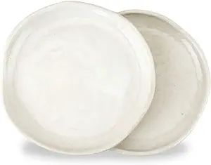 Amazon.com | roro Ceramic Stoneware White Hand-Molded Glossy Appetizer and Snack Plates, 7 Inch P... | Amazon (US)