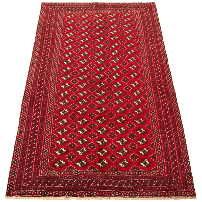 One-of-a-Kind Chatalina Hand-Knotted 1980s Bokhara Red 5'5" x 9'2" Wool Area Rug | Wayfair North America