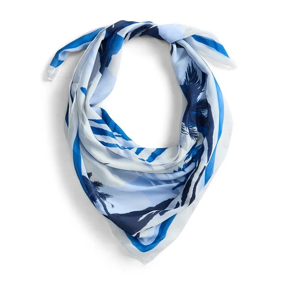 Time and Tru Women's 30X30 Print Scarf, One Size, Landscape Polished Blue, Polyester | Walmart (US)