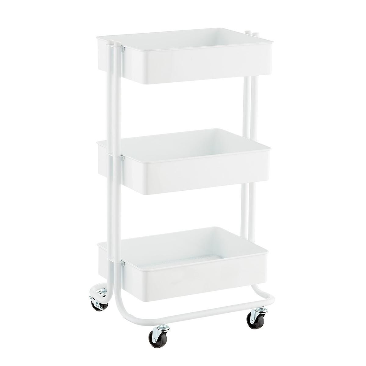 White 3-Tier Rolling Cart | The Container Store