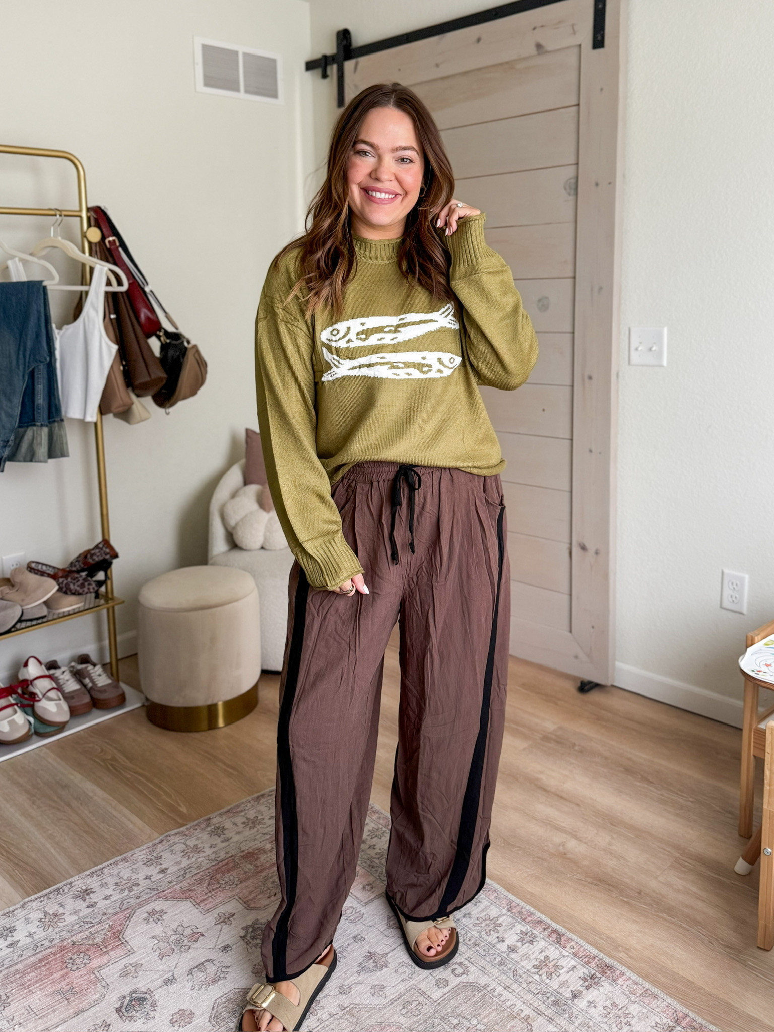 Enjoying the fall vibes in this comfy and stylish sweater and pants combo. Perfect for lounging at home! #fallfashion #y2kstyle #amazonfinds
 

 #LTKootd #LTKSeasonal #LTKMidsize