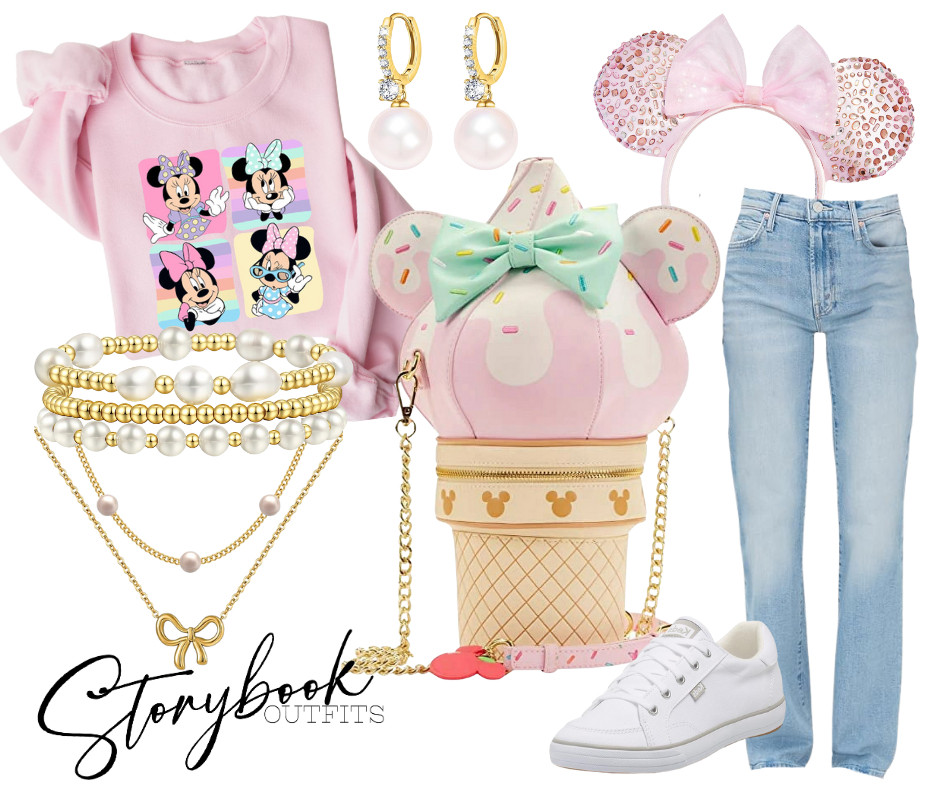 If your Disney style is pastel, playful, and oh-so-sweet, this outfit is PURE magic! 💕 From the cutest Minnie sweatshirt to the ice-cream-cone Loungefly, this look is perfect for strolling down Main Street or grabbing a Dole Whip in style! 

 

#LTKTravel