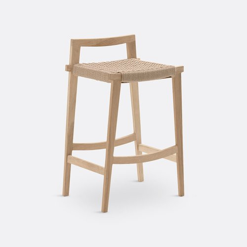 Kioto Solid Oak & Woven Paper Stool | La Redoute (UK)