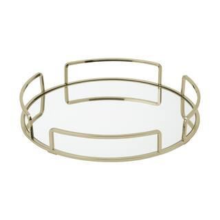 Home Details 13" Satin Gold Modern Round Mirror Vanity Tray | 13" x 13" x 2.1" | Michaels® | Michaels Stores