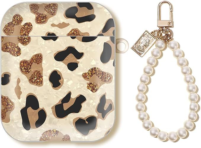 GIUMOWL Leopard Design Airpods Case Compatiable with Airpods 1 & 2 - Airpods Cover with Pearl Key... | Amazon (US)