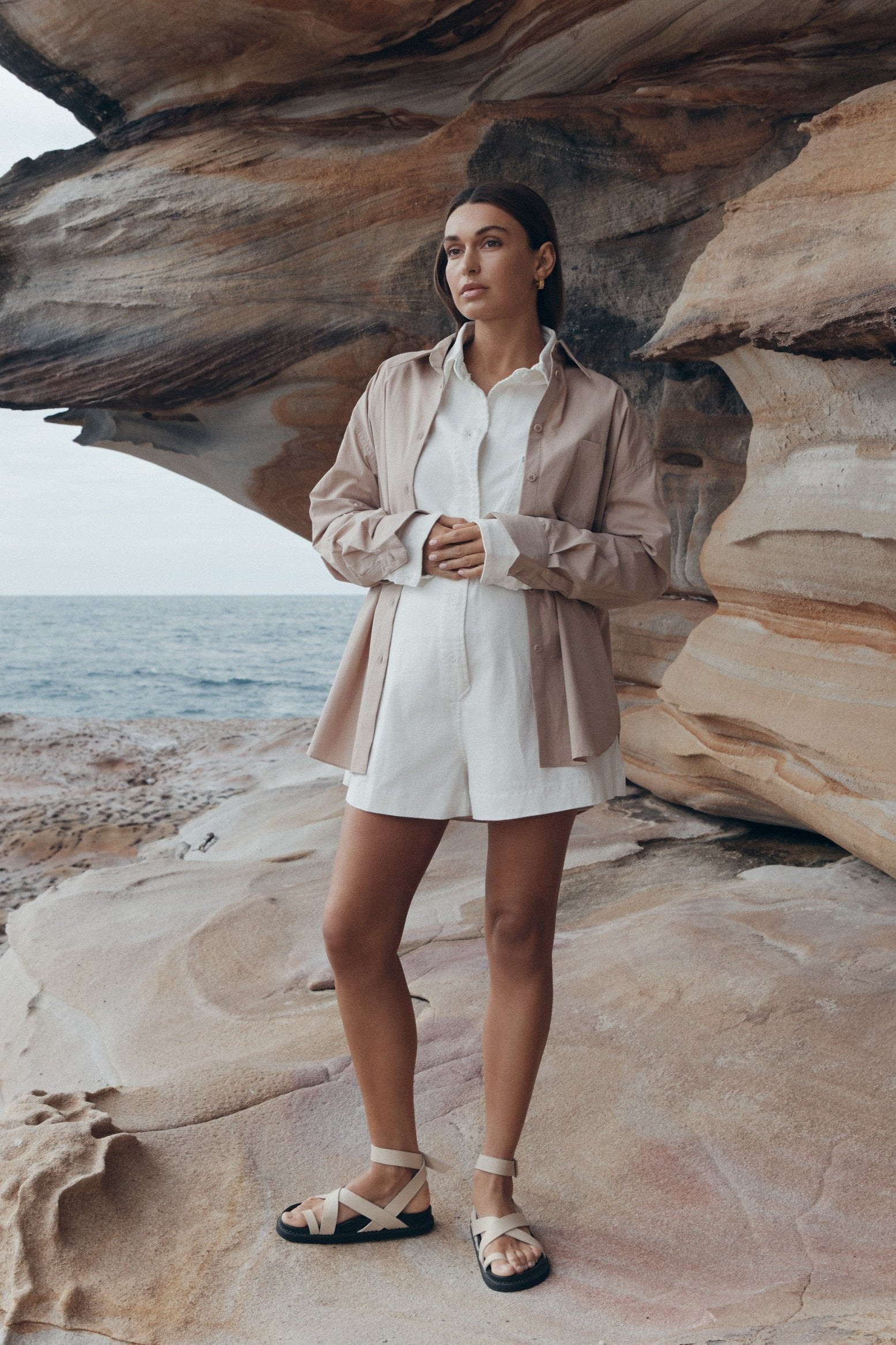 Louie Denim Romper (White) | Legoe Heritage Maternity APAC