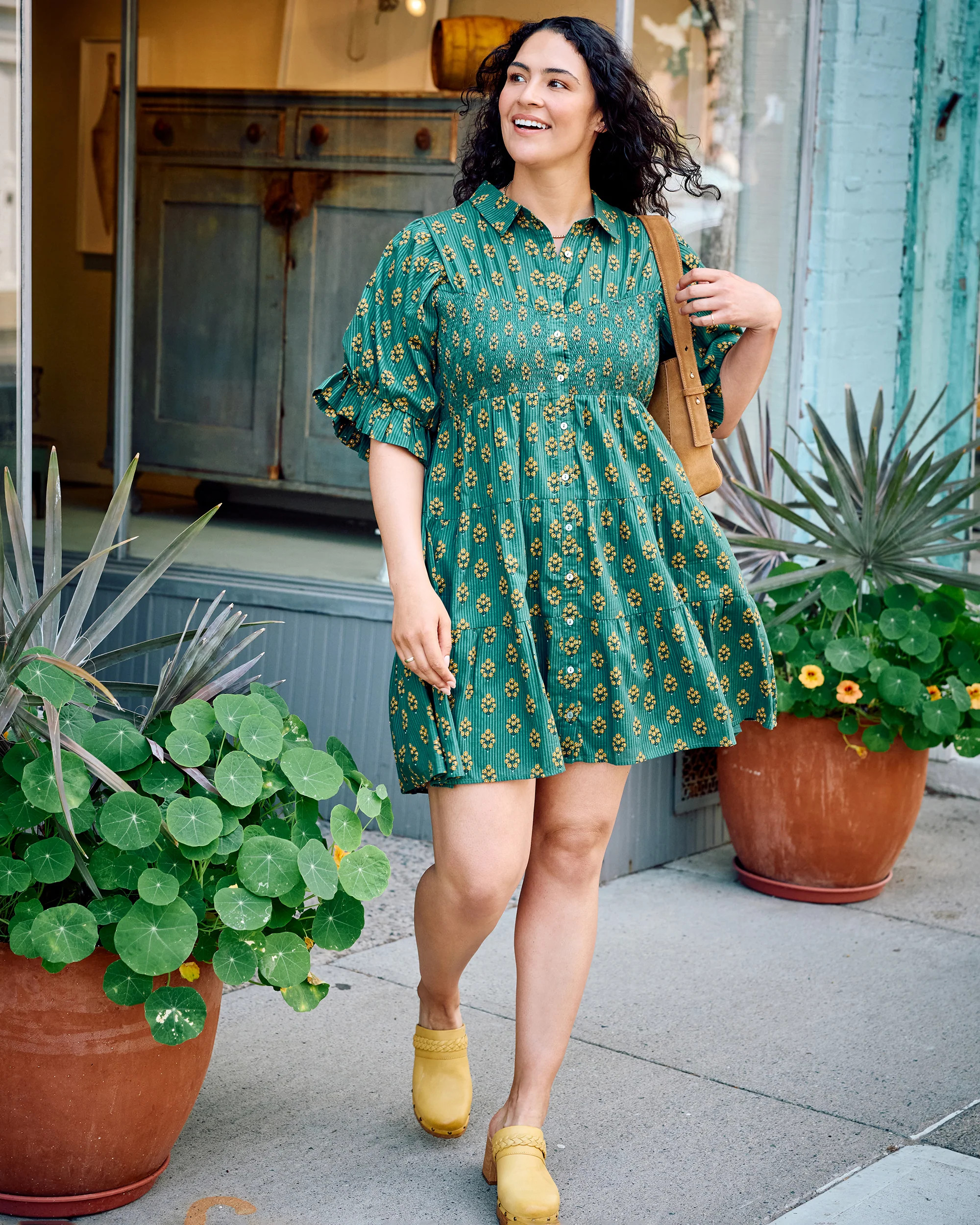 Texas Bouquet - Sienna Dress - Desert Moss | Printfresh