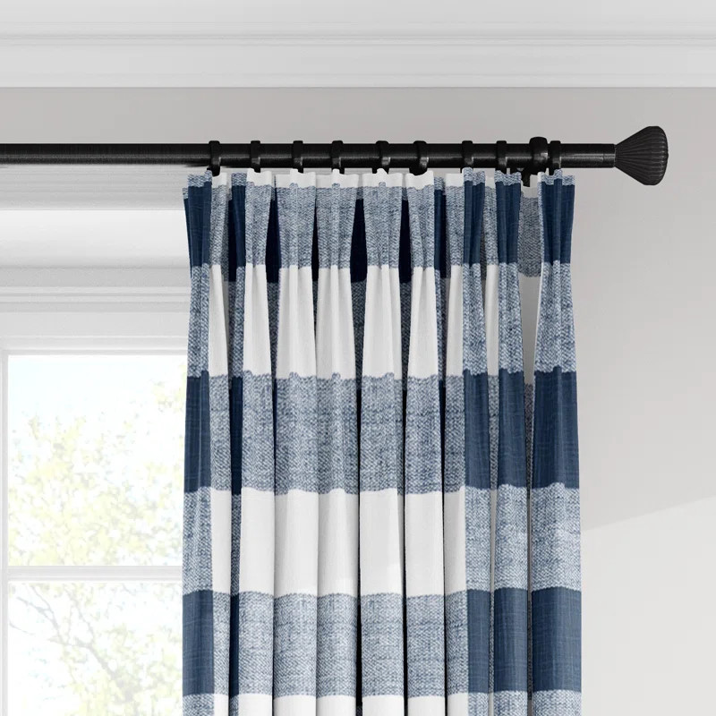 Rothana 100% Cotton Plaid Room Darkening Pinch Pleat Single Curtain Panel | Wayfair North America