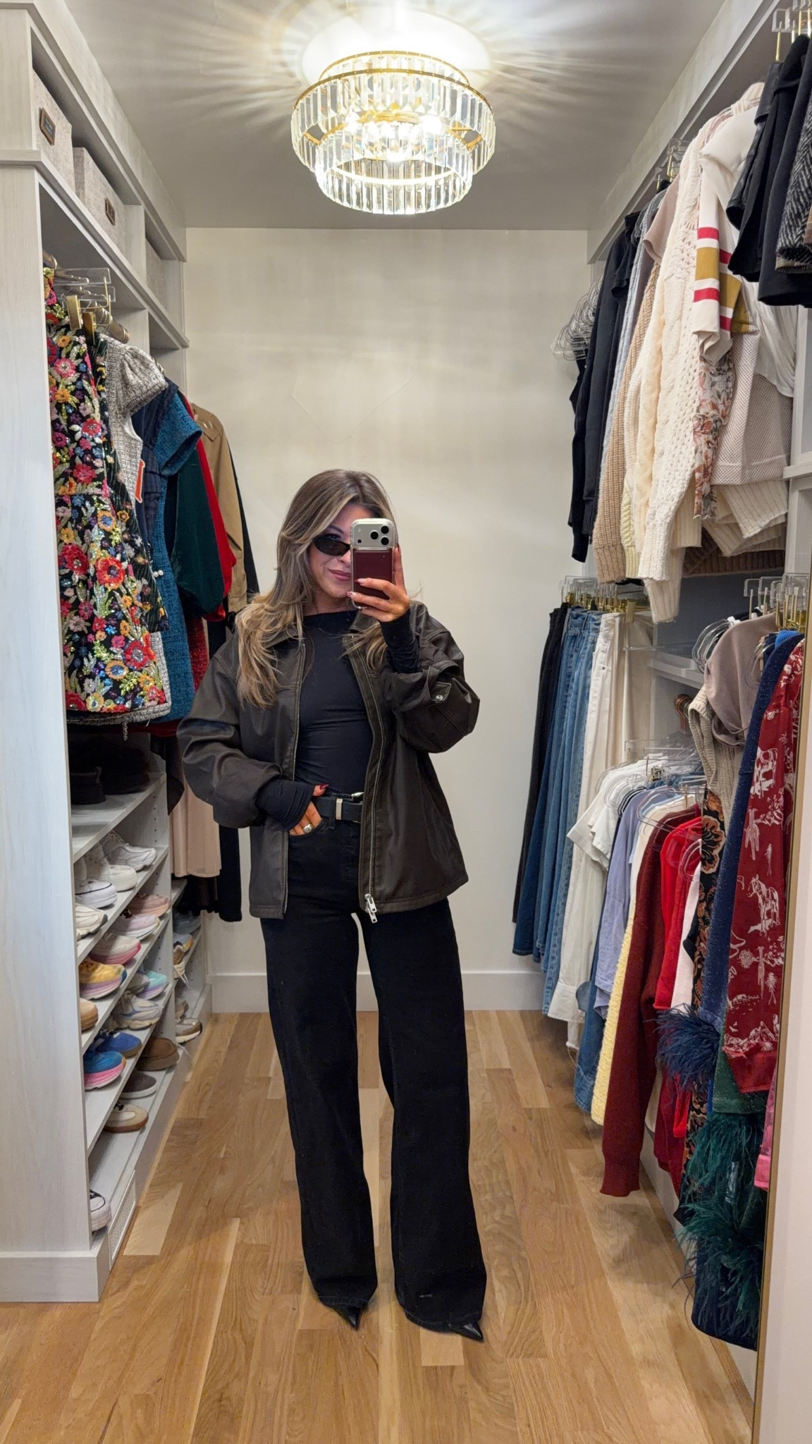 All black concert look with denim jeans and leather oversized jacket

Small top
Medium jacket
27 in jeans

Revolve code: tulip

Concert
Black look
Date night
Black denim
Bomber jacket
Leather coat
Black boots 
Fall party
Nighty


#LTKStyleTip #LTKParties #LTKSeasonal