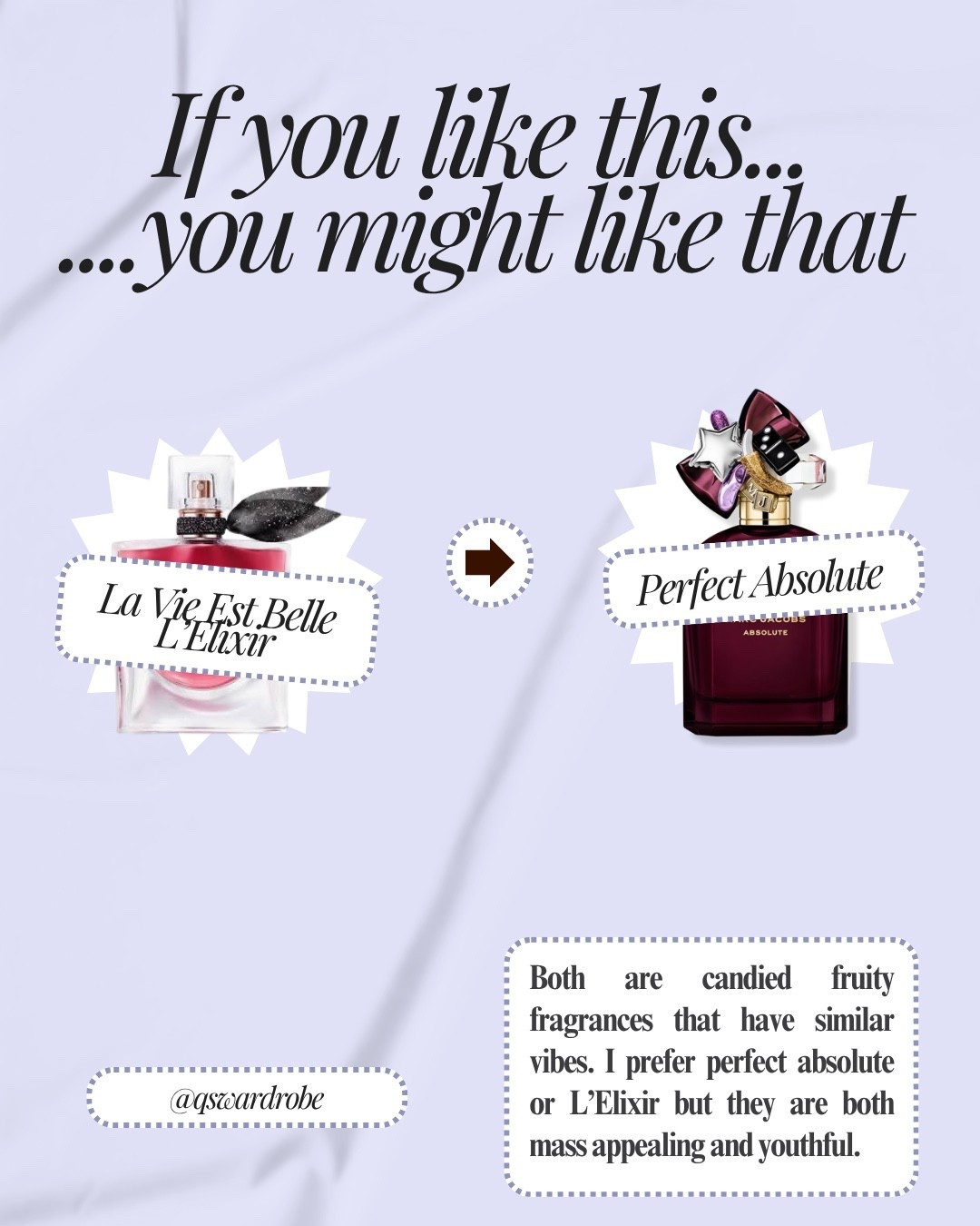 Learning to trust my nose and let it guide me to what smells alike to me. They may not smell similar to you or be a similar “vibe” but I want to curate collections that I can share with people of fragrances I think are similar. 

Let me know in the comment section if you have any that fall into these categories.

As always fragrances will be linked on my LTK which is in my bio if you want to purchase them 🫶🏾. It helps support creators like me. Thanks for your support as always. #LTKStyleTip

#LTKFindsUnder100 #LTKBeauty
