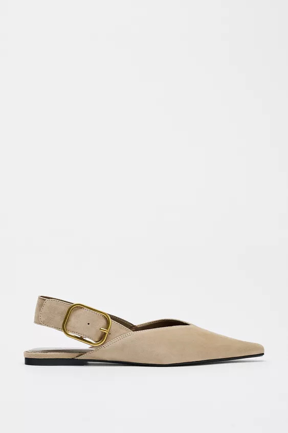 SPLIT LEATHER BUCKLE SLINGBACKS | Zara US