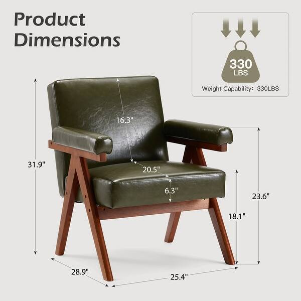 EROMY Mid-Century Modern Accent Chair - Solid Wood Frame Armchair for Living Room, Lounge, or Bal... | Bed Bath & Beyond