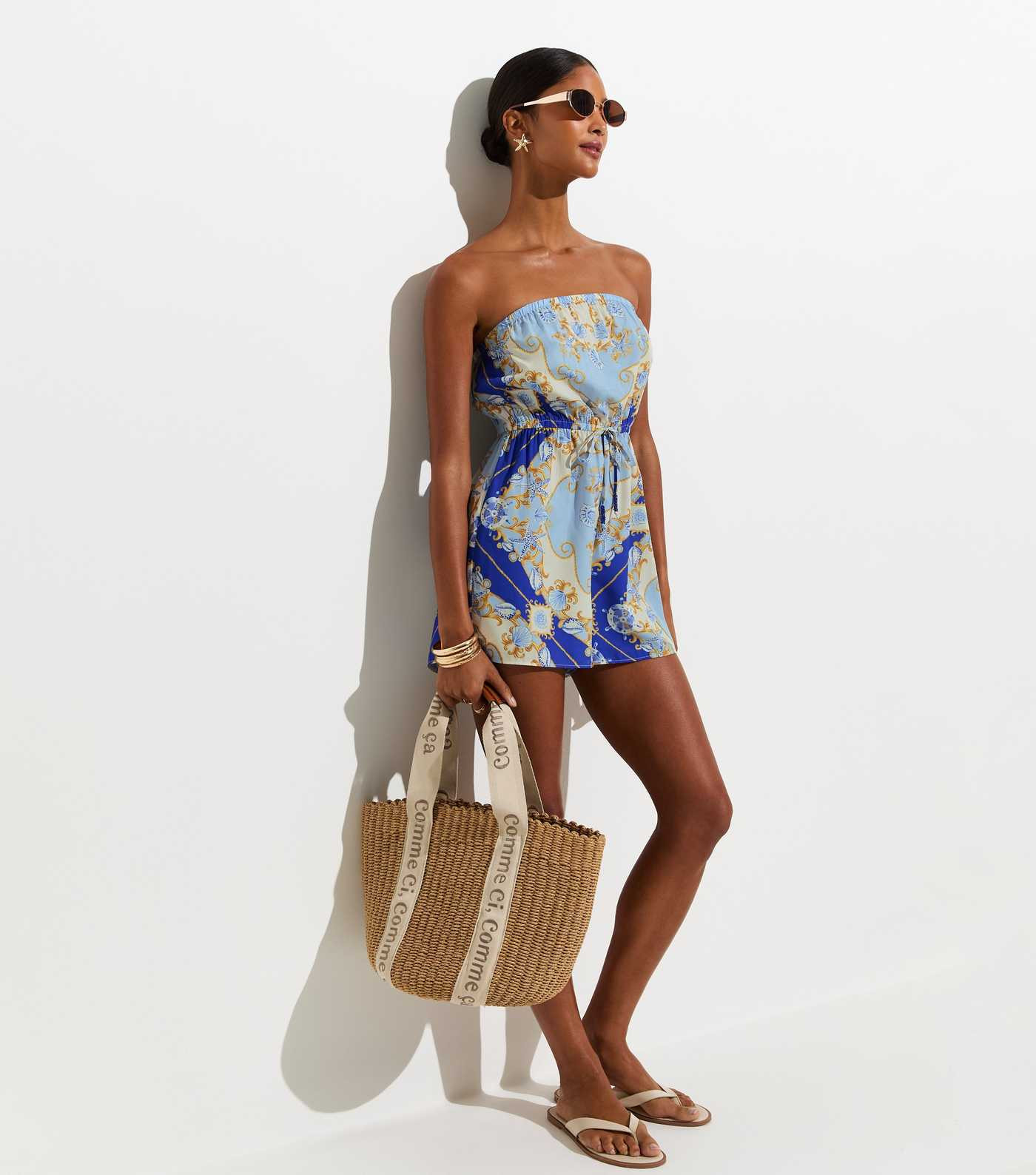 Blue Shell Print Beach Playsuit | New Look | New Look (UK)