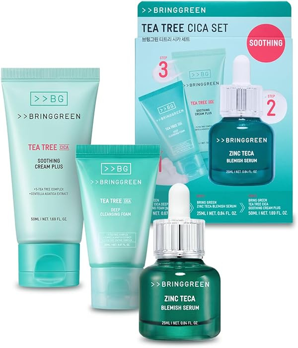 BRING GREEN TEA TREE CICA SET | Korean Skin Care Kit for Acne-Prone, Sensitive Skin | Zinc Teca S... | Amazon (US)