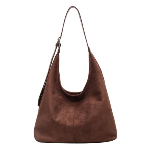 GETERUUV Suede Bags for Women Brown Suede Hobo Handbag Slouchy Bag Faux Suede Tote Bag Retro Suede Shoulder Bag Fall Purse | Amazon (US)